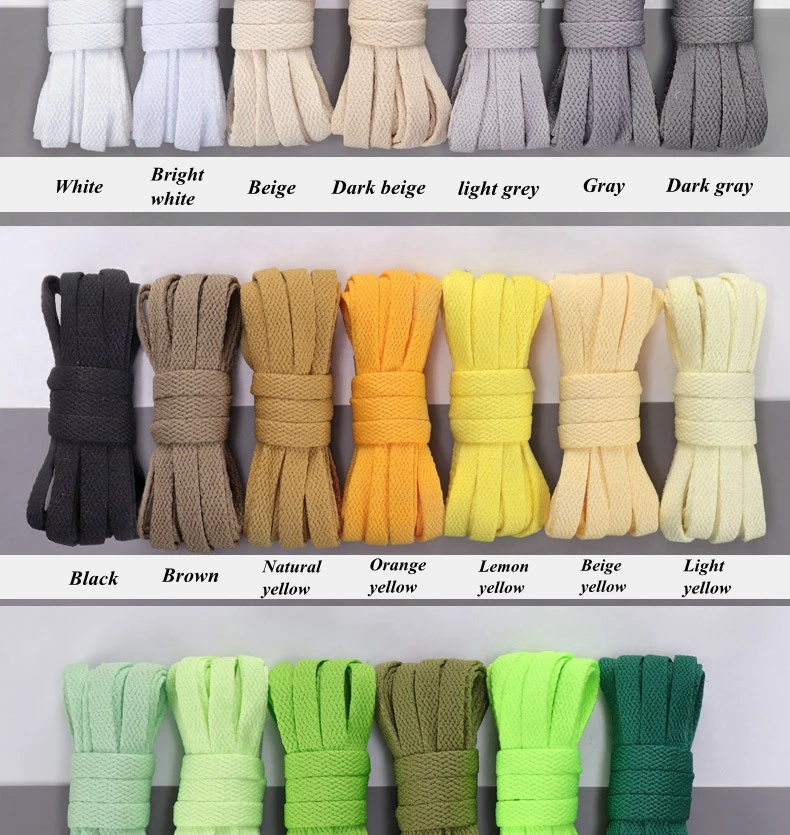 Flache Sneaker-Schnürsenkel, Canvas-Basketball-Schnürsenkel, Schwarz-Weiß, Klassische Schuhbänder, 36 Farben, Schuhband-Zubehör, Neu – Detail 3