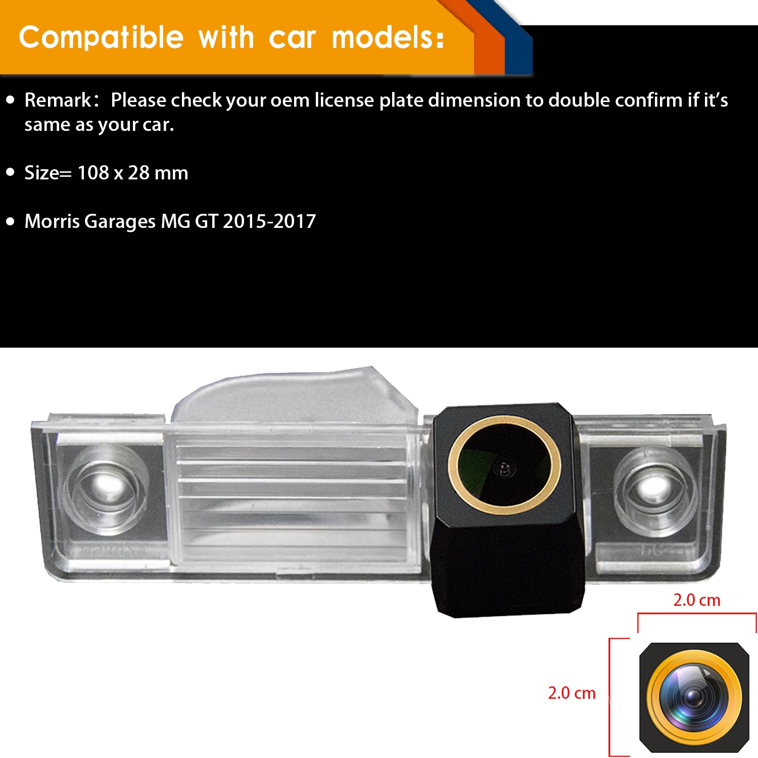 HD 1280*720P Rear View Camera for Morris Garages MG GT 2015-2017,Night Vision Camera Backup Camera Golden Waterproof Camera