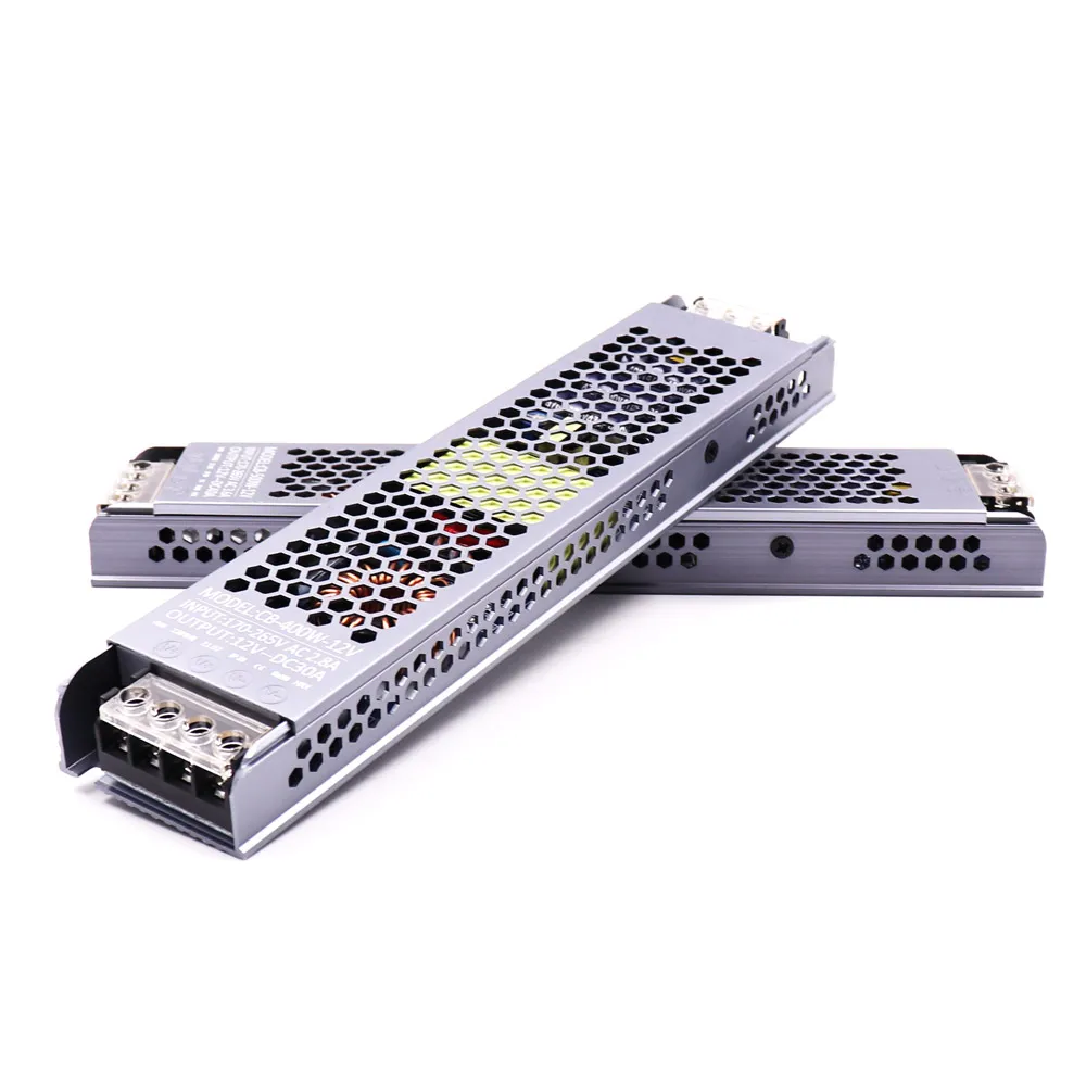 Super Thin 60W 100W 200W 300W 400W 500W LED Driver Power Supply AC to DC 12V 24V Transformer A/D Converter for LED Strip Light