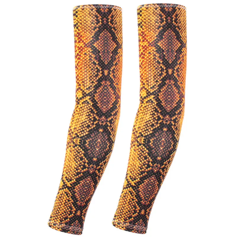 Tattoo Cuffs with Python Pattern for Men, Cycling Arm Sleeves, Running and Fishing Arm Guards, Sport and Bicycle Sleeves, 2PCs