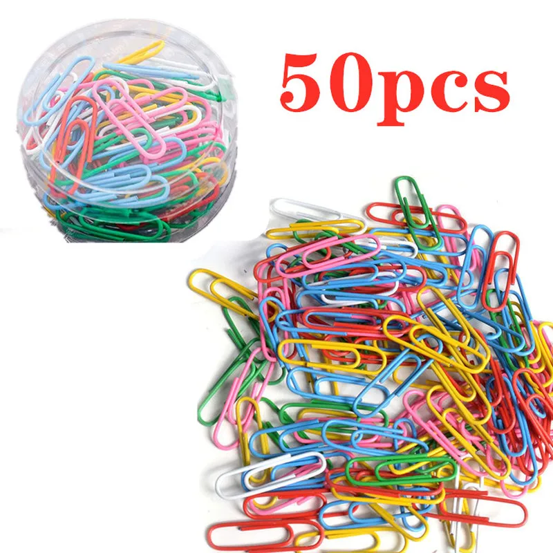 50Pc Kleurrijke Paperclips Metalen Markering Bookmark Label Teken Papier Briefpapier Clips Voor Ticket Holder Pins School Kantoorbenodigdheden