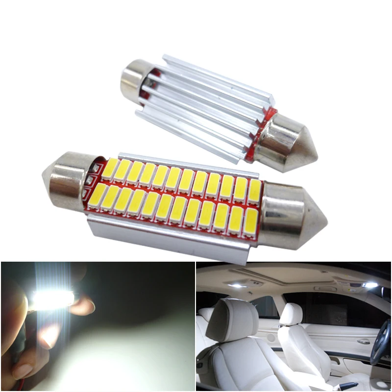 1pcs 31mm/36mm/39mm/41mm 4014 Wedge LED Bulb C10W C5W Festoon Mirror Dome Reading Door Number Lamp White Car Styling