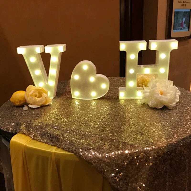 Trang Trí Nhà Tự Làm Thư Ký Hiệu Ký Nhựa Trái Tim Đèn LED Trang Trí Bàn Làm Việc Chữ Cái Vật Trang Trí Tiệc Cưới Lễ Tình Nhân Tặng
