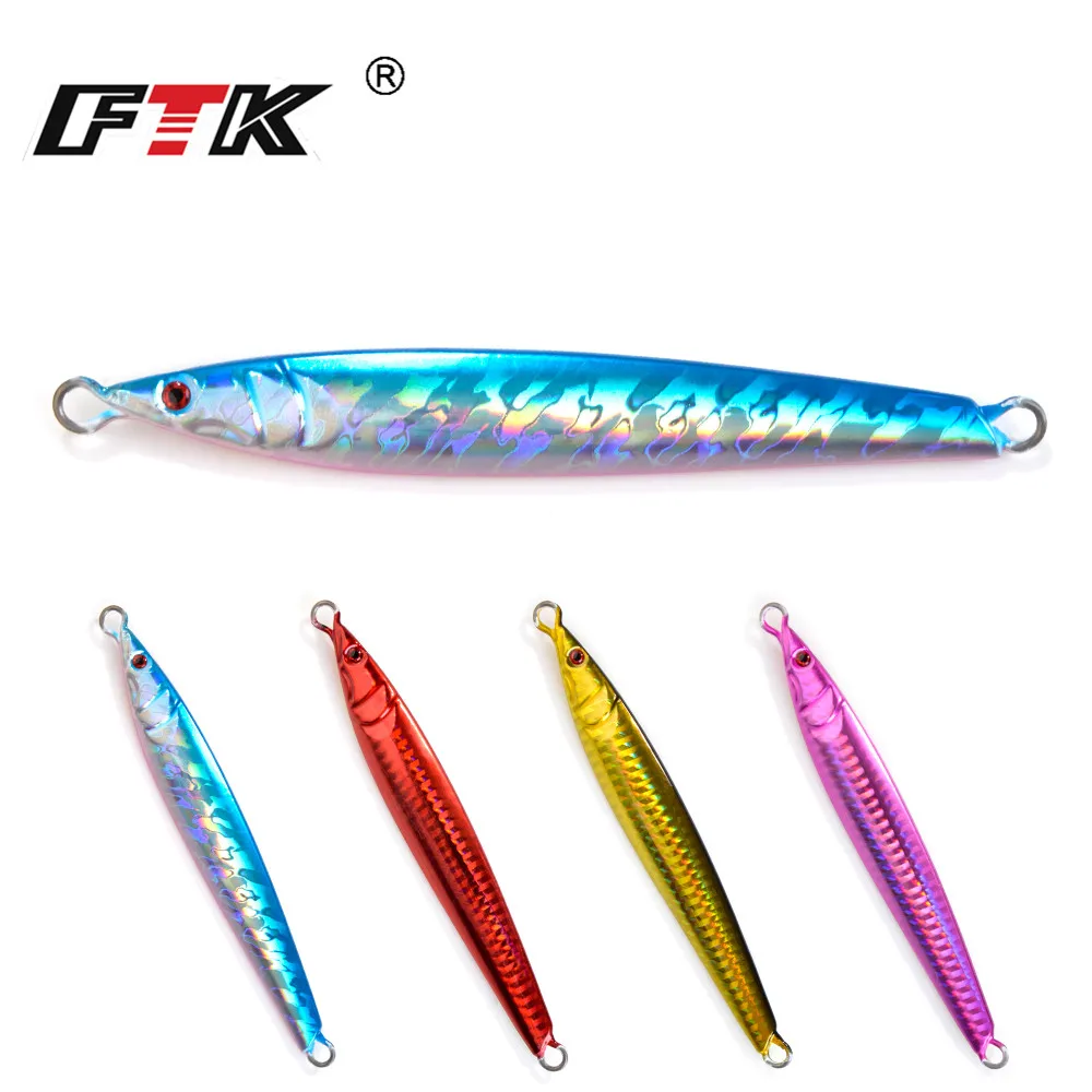 FTK 100g 120g 150g 200g 250g 300g Metal Jig Sea Fishing Lure Luminous Lead Jigging Fishing Lure Bass