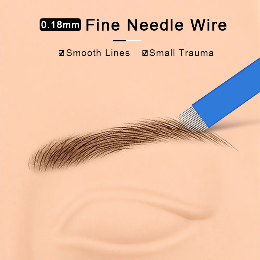100 pz estremamente sottile 0.18mm Nano lame Microblading aghi trucco permanente sopracciglio tatuaggio ago Microblade ricamo 3D