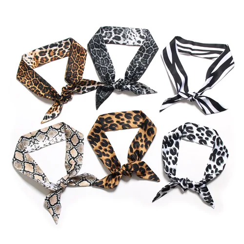 5*100cm 여성 실크 스카프 좁은 롱 스키니 넥 헤어 스카프 실크 느낌 FashionZebra Snakeskin Markings Foulard 