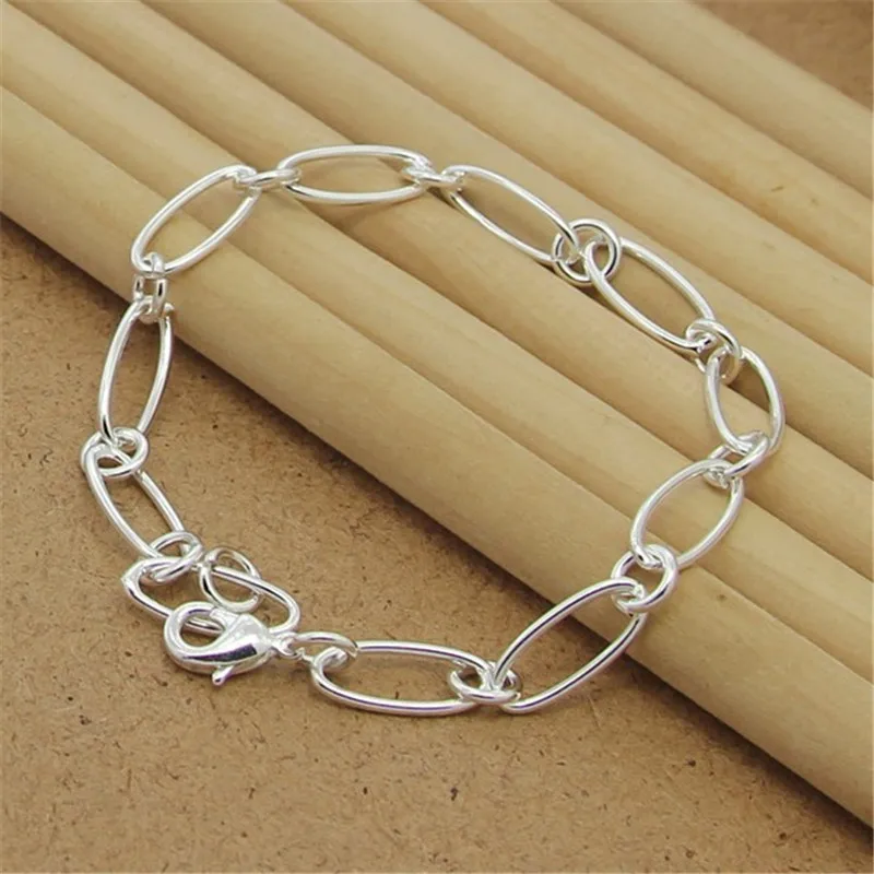 925 Sterling Silver Bracelet Paper Clip 18K Gold Bracelet For Woman Charm Jewelry Gift