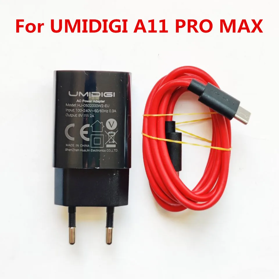 New Original UMI UMIDIGI A11 PRO MAX Cell Phone EU Charger Travel Adapter Plug + Type-C USB Data Line Cable Wire