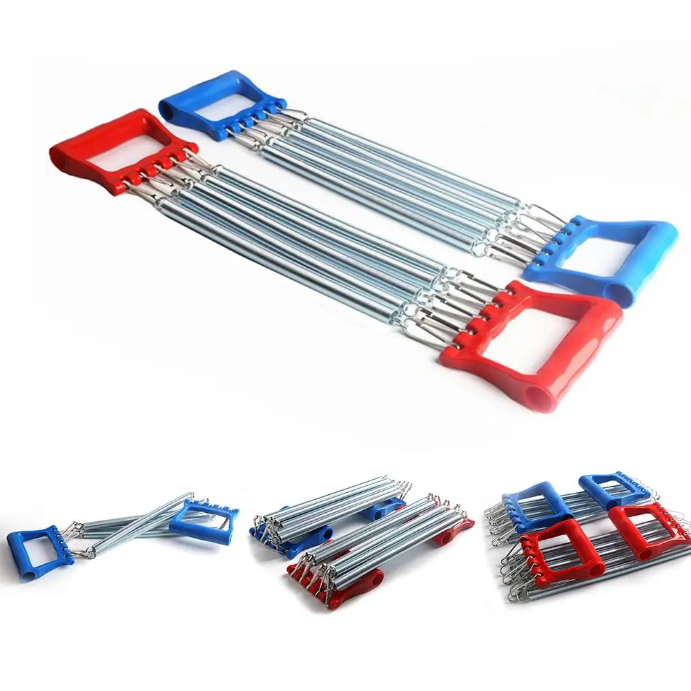 5 Springs Chest Expander Hand Gripper Plastic Handle adjustable strength Spring Tensioner Fitness Multi Function Pull Expander