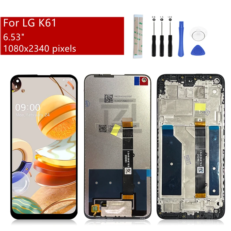 LG K61 LCD 디스플레이 터치 스크린 디지타이저 어셈블리, 프레임 포함, LG Q61 LMQ630EAW LM-Q630 스크린 교체 수리 부품 