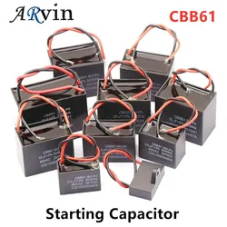 CBB61 başlangıç kondansatörü 1UF 1.2UF 1.5UF 2UF 3UF 4UF 5UF 8UF 10UF 12UF 20UF 450V AC Motor tavan vantilatörü çalışma kapasitör için