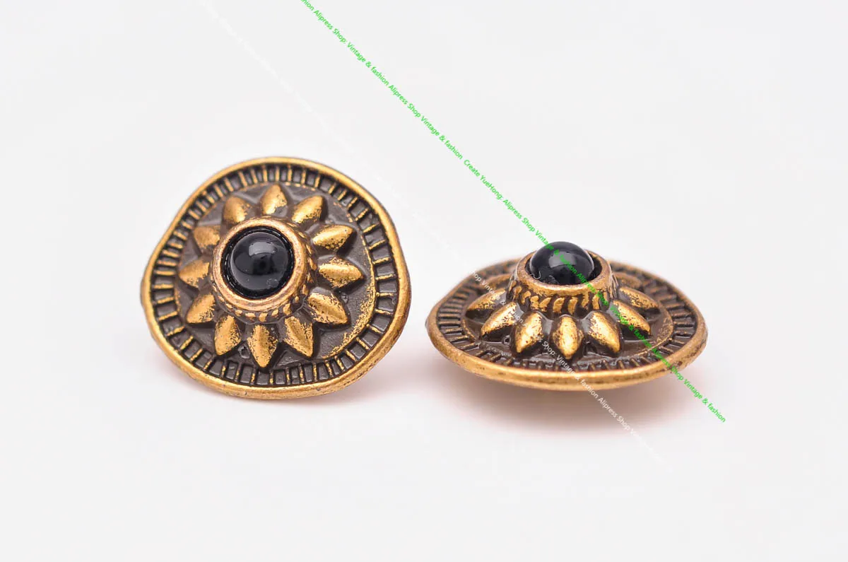 10pcs 19*18mm Vintage Messing Sonnenblume schwarz türkis Conchos Zubehör für DIY Leder Handwerk Gürtel Ledertasche Schlüssel bund Dekor – Detail 9