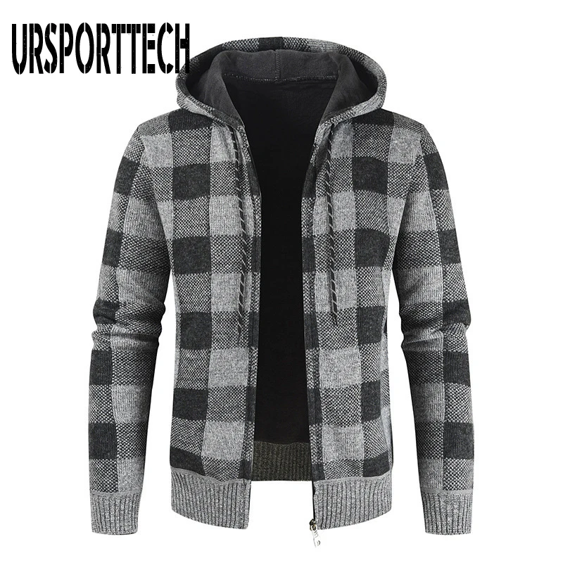 

Autumn New Zipper Cardigan Sweater Men's Clothing Cashmere Casual Wool Slim Fit Fleece Jacket Men Hooded Knitwear Sweater Coat