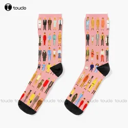 Wes Anderson Movie Characters Socks Soccer Socks Men Thanksgiving Christmas New Year Gift Unisex Adult Teen Youth Socks Custom