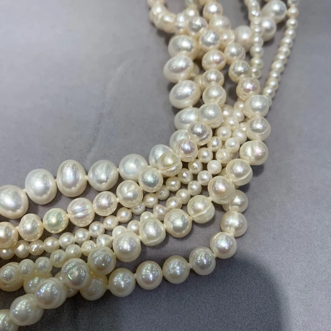 natural fresh water pearl necklace twist multi layers european and american style different size mixed fashion women jewelry