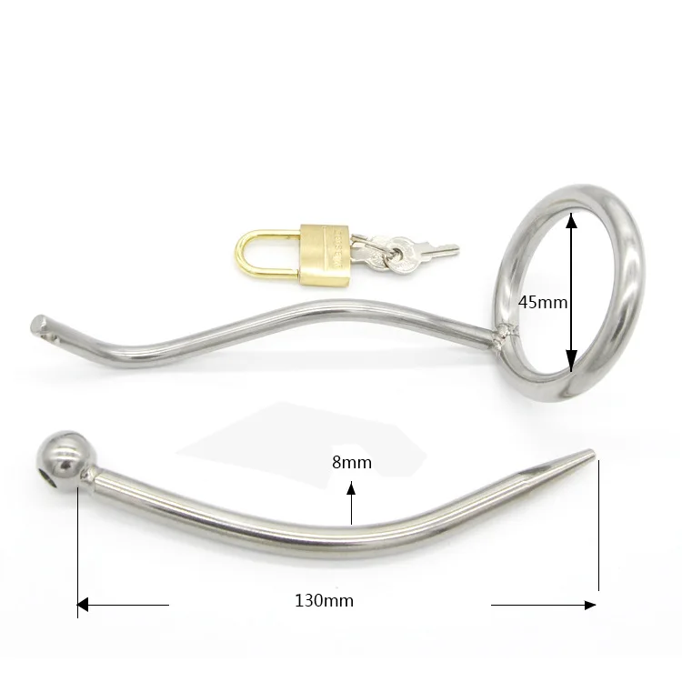 Stainless Steel Male Chastity Device with Catheter Cock Ring,Cock Cages, Lock,Standard Cage /Belt,Sex Toy