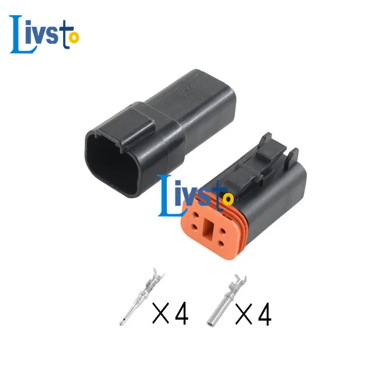 10 Sets Deutsch Auto DT 4 Pin Way Black Wire Connector Plug Enhanced Seal Waterproof Plastic Socket DT06-4S-E004 DT04-4P-E004