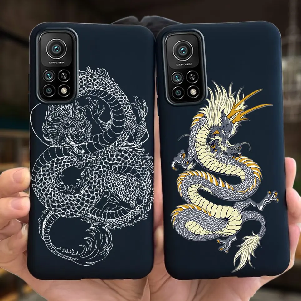 Black Silicone Soft Case For Xiaomi Mi 10T Pro 5G Case Xiaomi Mi 10 Lite Note 10 Lite Cover Dragon Housing For Mi Note 10 Lite