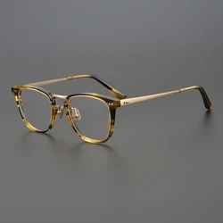 Titanium Alloy Men Business Square Classic Glasses Frame Acetate Eyeglasses Eyewear Anti Blue Light Prescription Optical Lens