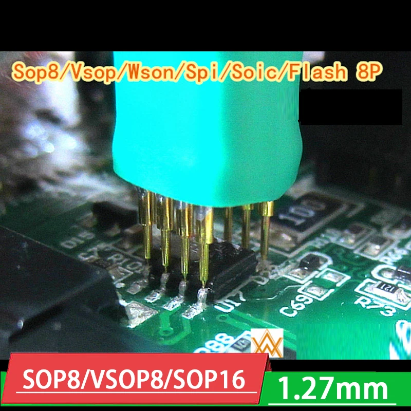 

SOP8 / VSOP8 / SOP16 WSON / Spi / Soic /Flash 1.27mm Burning Test Chip programming download test probe Double row 4P 8P