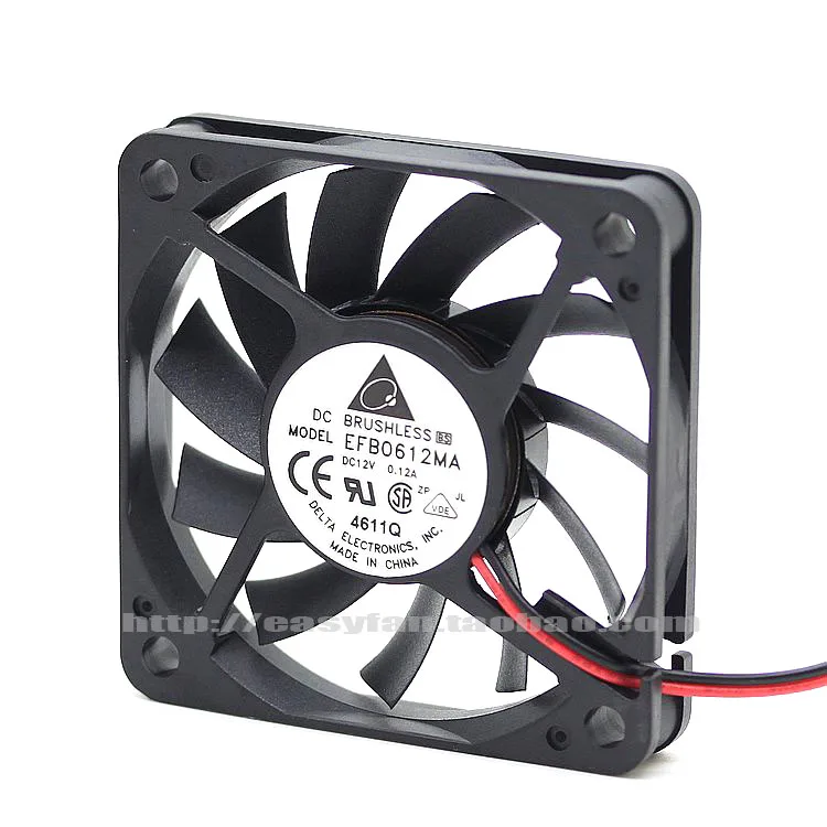 

Original Delta EFB0612MA 60x60x10MM 6CM DC12V 0.12A 2Lines ball bearing cooling fan