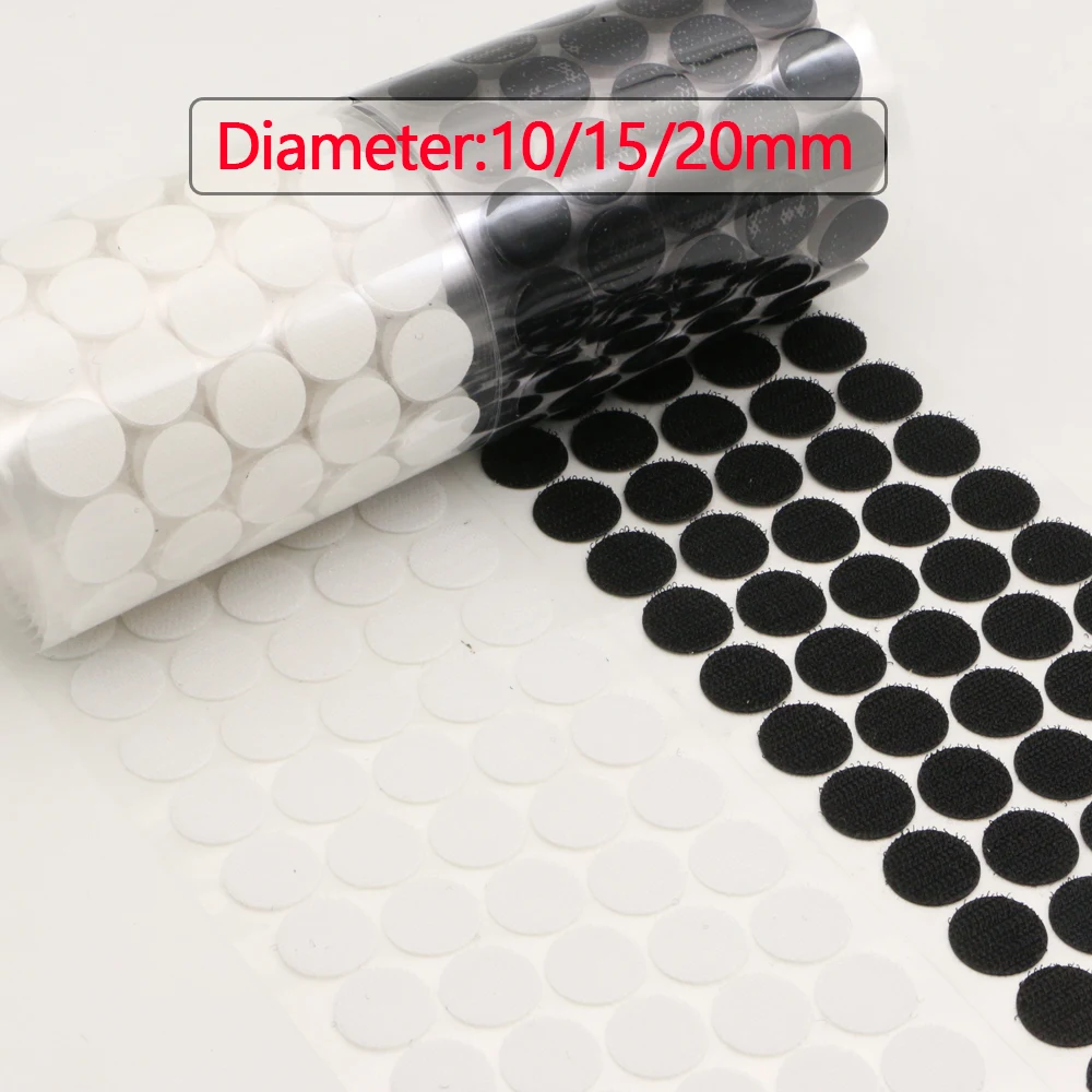 100Pairs Dots Self Adhesive Fastener Tape 10/15/20/25mm Disc Adhesive Strong Glue Magic Sticker Round Coins Hook and Loop