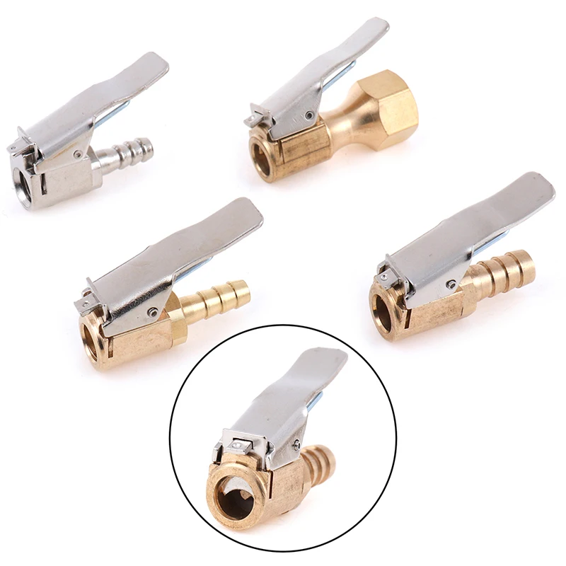 Car Auto Brass 6/8mm Tyre Wheel Air Chuck Inflator Pump Connector Valve Clip