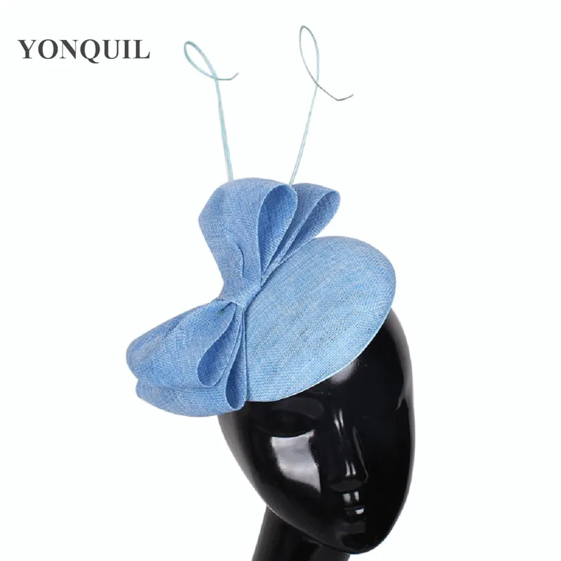 New Wedding Bride Hat Bow Design Women Party Fascinator Hat Bridal Prom Mariage Chapeau Cap Hair Clip Ladies Sinamay Headpiecce