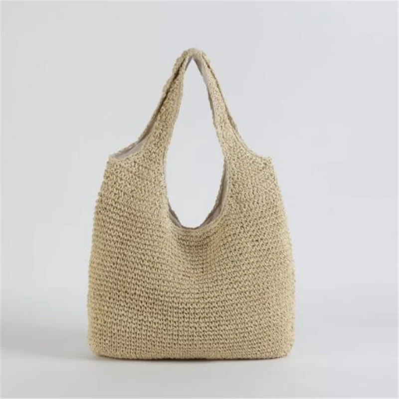 Bolso de paja tejido hecho a mano para mujer, bolso de mano de gran capacidad para mujer, bolso de playa para vacaciones, bolso de hombro de ratán