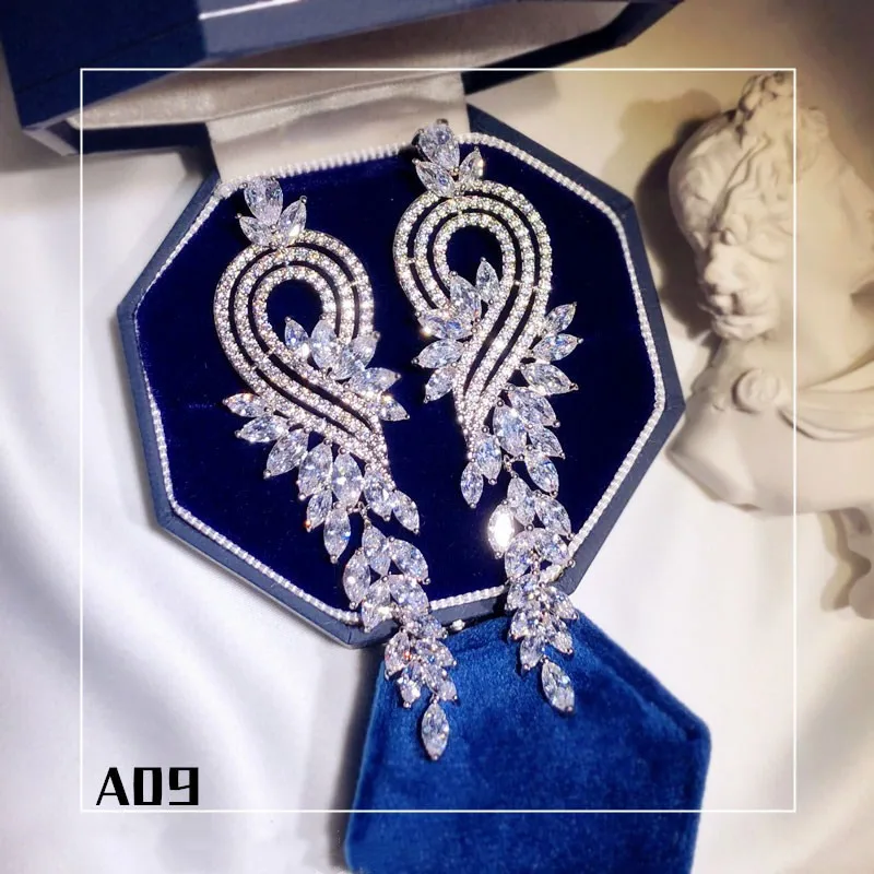 925 Needles Drop Earrings For Women Cubic Zirconia Long Tassels Temperament Bridal Wedding Fine Jewelry Accessories 4