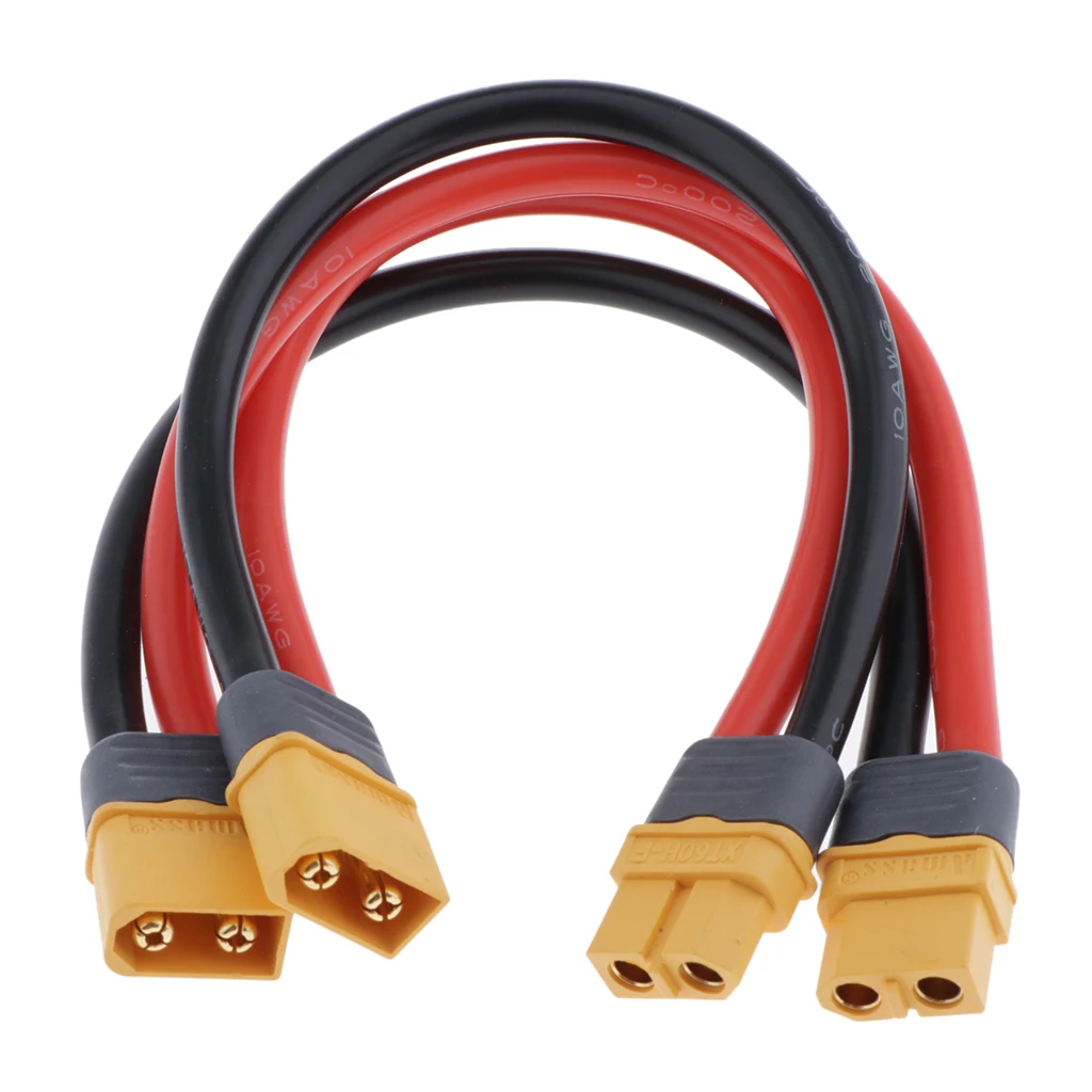 2 Stuks Rc Batterij Oplader 10awg Xt60 Stekker Verlengkabel Mannelijke/Vrouwelijke Connector Adapter