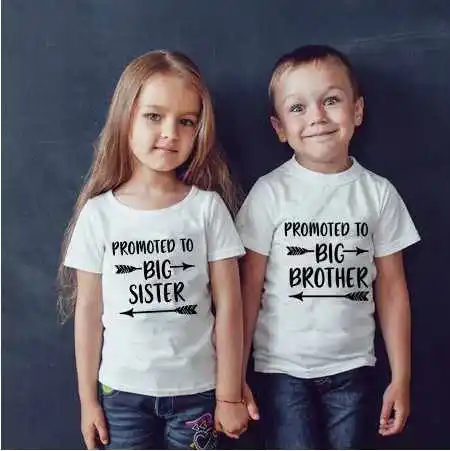 

Promoted To Big Brother/sister Kids Tshirt Toddler Boys Girls Announcement Tee Shirt Children Funny Matching T-shirts Tops