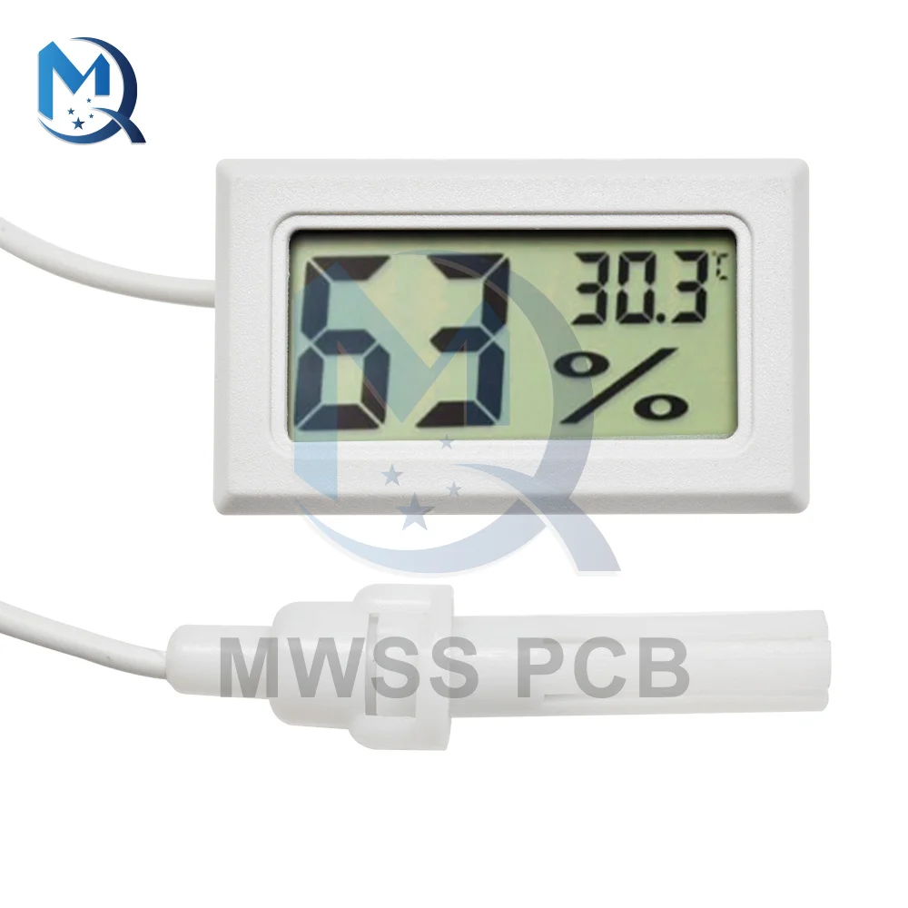 Mini Digital LCD Display Thermometer Hygrometer White Professional With Probe Humidity Temperature Meter Indoor Digital LCD