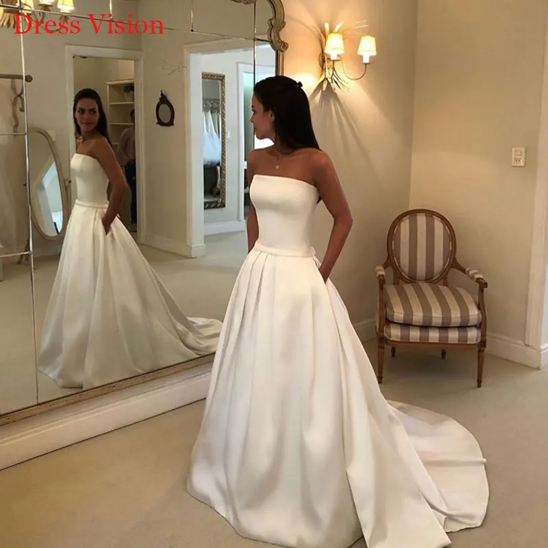 платье Satin Sexy Strapless Wedding Dress Vestidos De Novia Robe De Mariée Vestido De Festa De Casamento