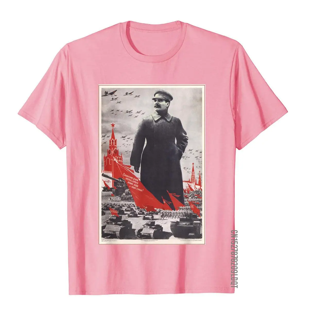 Joseph Stalin Vintage USSR Retro Soviet Poster Tee Funny Customized T Shirts Cotton Boy Tees Simple Style