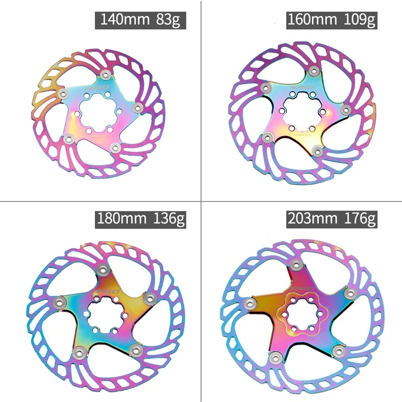 

MTB DH Colorful Bicycle Disc Brake Cooling Floating Rotor 140/160/180/203mm Rotor CNC Mountain Road Bike Rainbow Disc RT99 RT86