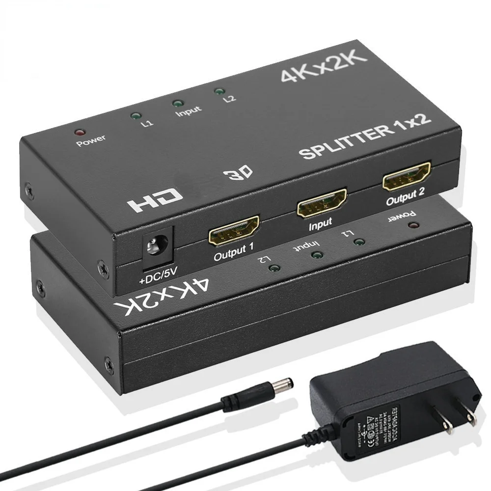 HD 4K * 2K Hdmi موزع متوافق واحد في اثنين من خارج 1x2 عرض الفيديو مقسم