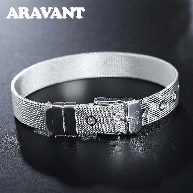 

925 Silver 10MM Watch Chain Bracelet For Women Men Fashion Jewelry