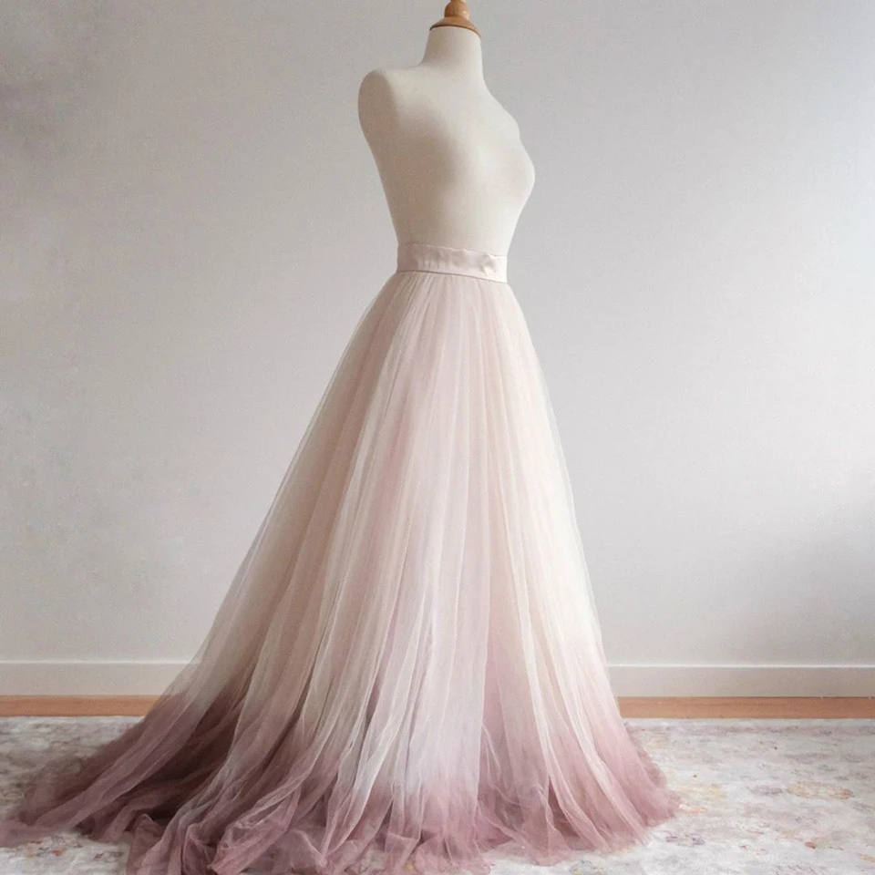 Eleganckie s-line Puffy długie tiulowe spódnice piętro długość kobiet spódnica Tutu dla nowożeńców sesje zdjęciowe Custom Made Saias — zdjęcie 3