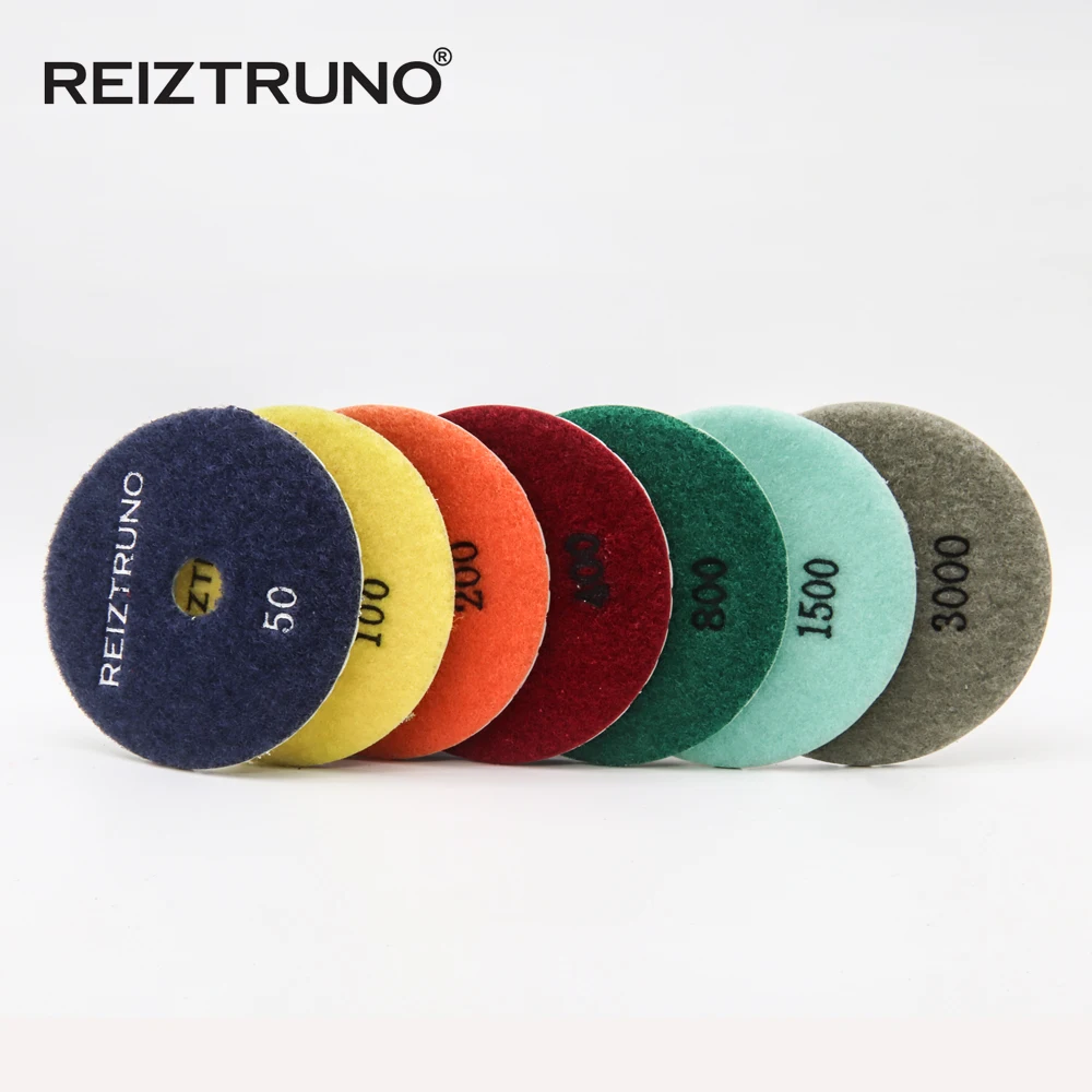 3 pezzi REIZTRUNO 3 "/4"/5 "tamponi per lucidatura a diamante bianco a secco per lucidare dischi abrasivi a secco in granito chiaro e pietra di marmo