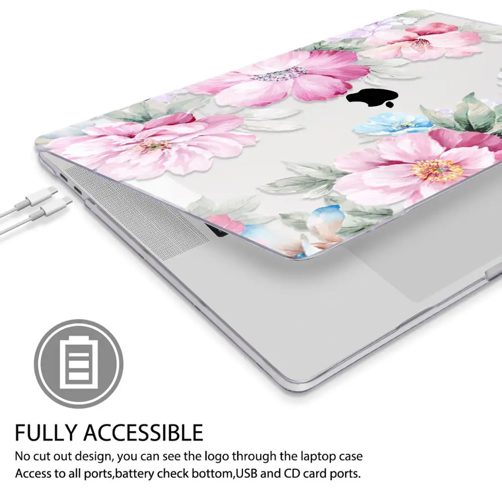 For MacBook Air 13 inch Case 2020 A2237 A2179 Cover Flower Print Laptop Case for MacBook Pro 13 16 Touch bar A2141 A2289 A2337