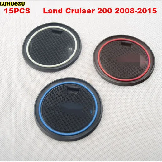 15PCS Rubber Non-Slip Interior Door Mat Non-slip mat Car mats For Toyota Land Cruiser V8 LC 200 2008-2020 Accessories