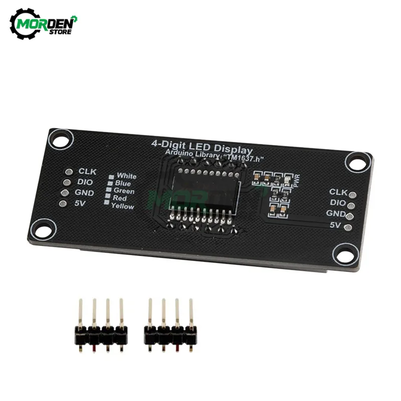 Módulo de relógio digital para arduino, 0.56 polegadas, 4 dígitos, 7 segmentos, pontos duplos, tela led, tm1637