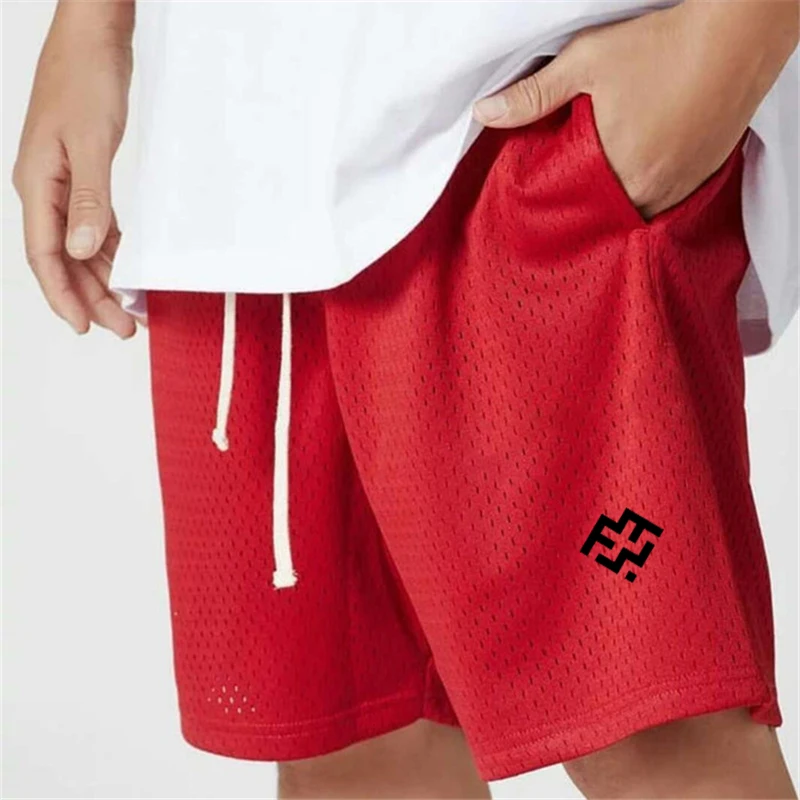 Pantalones cortos de entrenamiento para hombre, Shorts informales de malla, transpirables, a la moda, cómodos, de secado rápido, para Fitness y culturismo