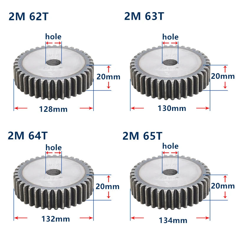 

MOD2 gear rack 62 teeth-77 teeth gear tooth hardened thickness 20mm 2 module metal gear pinion cylindrical spur gear customized