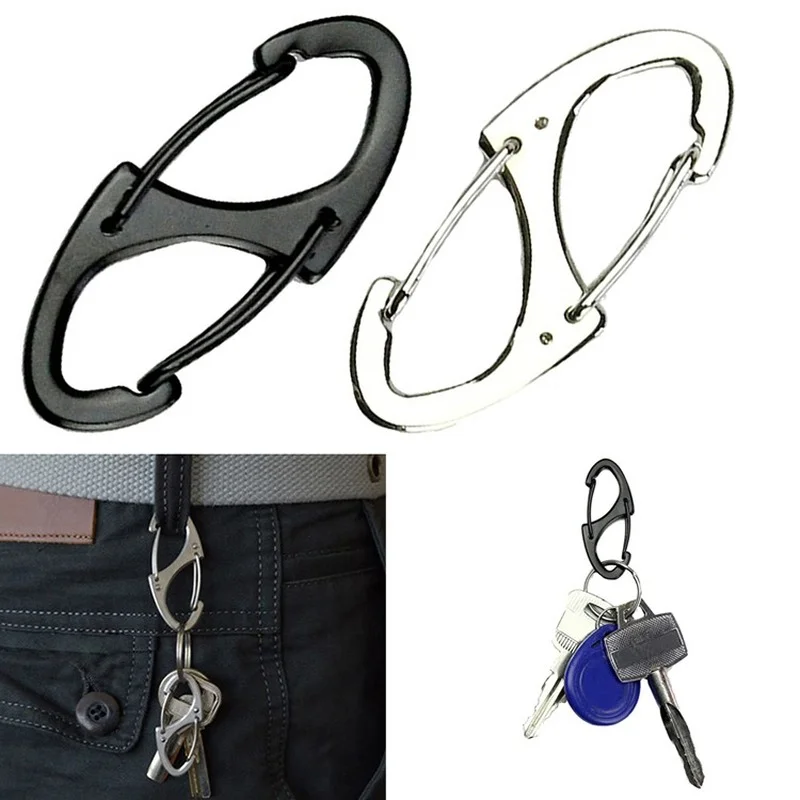 

Carabiner Keychain Outdoor Pointed 8 Shaped Button S-shaped Buckle Classic Simple Mini Spring Hanging Buckle Climbing Gear