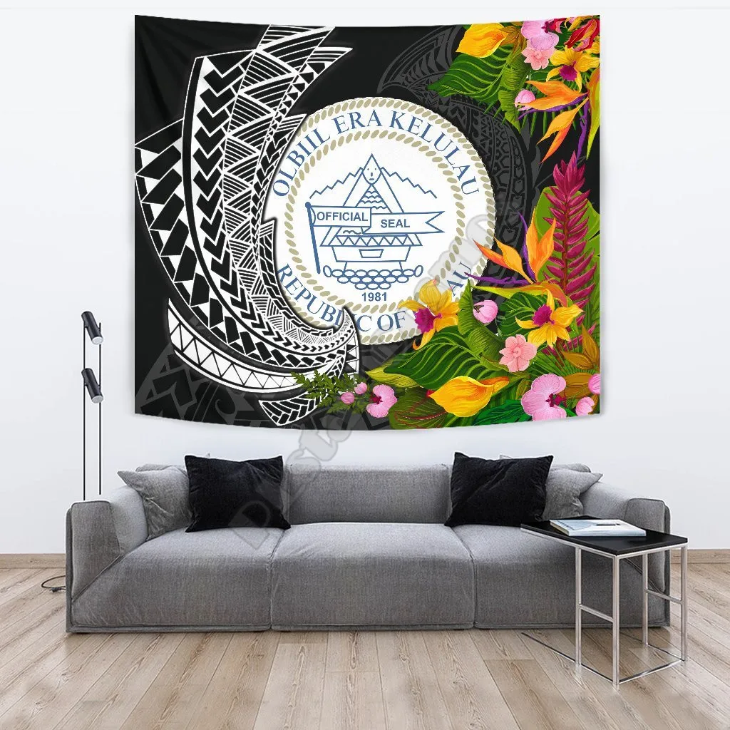 Palau Tapestrys Seal Spiral Polynesian Patterns 3D Printed Tapestrying Rectangular Home Decor Wall Hanging