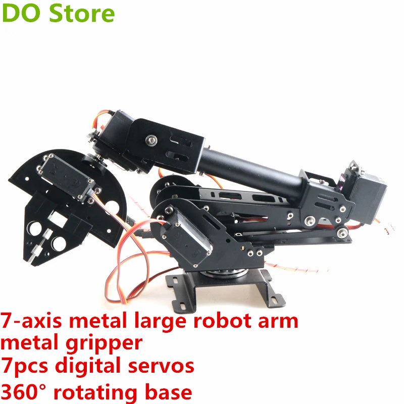 

DO Store Metal 7-Axis Large Robot Arm With Gripper 360° Rotating Base 7DOF ABB Robotic 7pcs Digital Servo DIY For Arduino