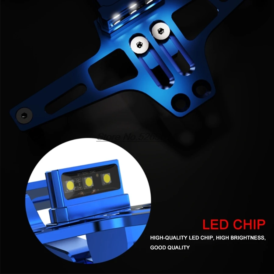 LED CNC Aluminum Motorcycle License Registration Plate Holder cover For Damper Zx6R 2008 Scooter Tuning Nmax 125 Ktm 125 Exc