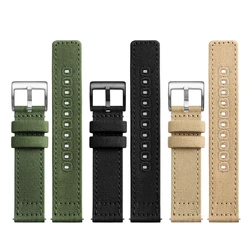 20mm 22mm Canvas Nylon Strap Replacement Band for Samsung Galaxy Watch3  Huawei GT 2 Army Green for Timex citizen